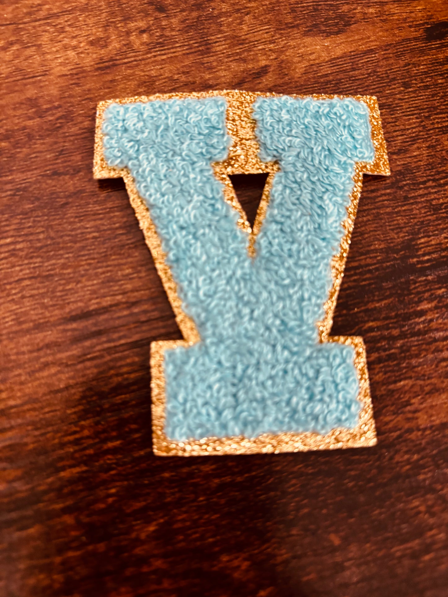 Teal/Gold 3.14 in Chenille Patch