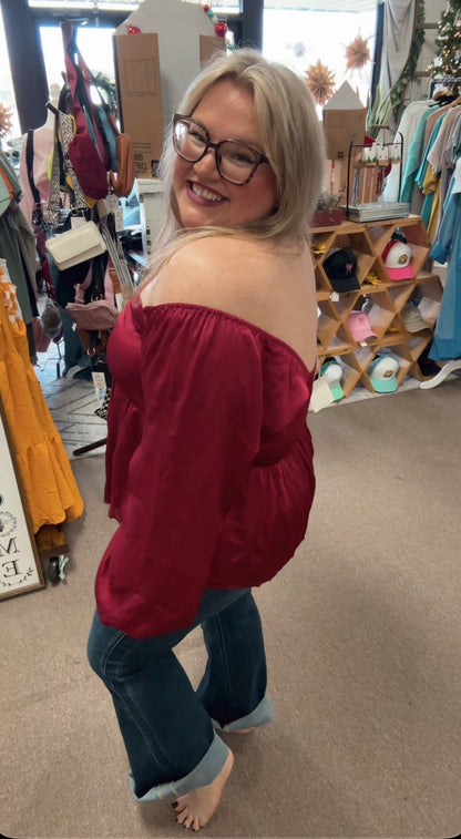 Burgundy Peplum Dress Top