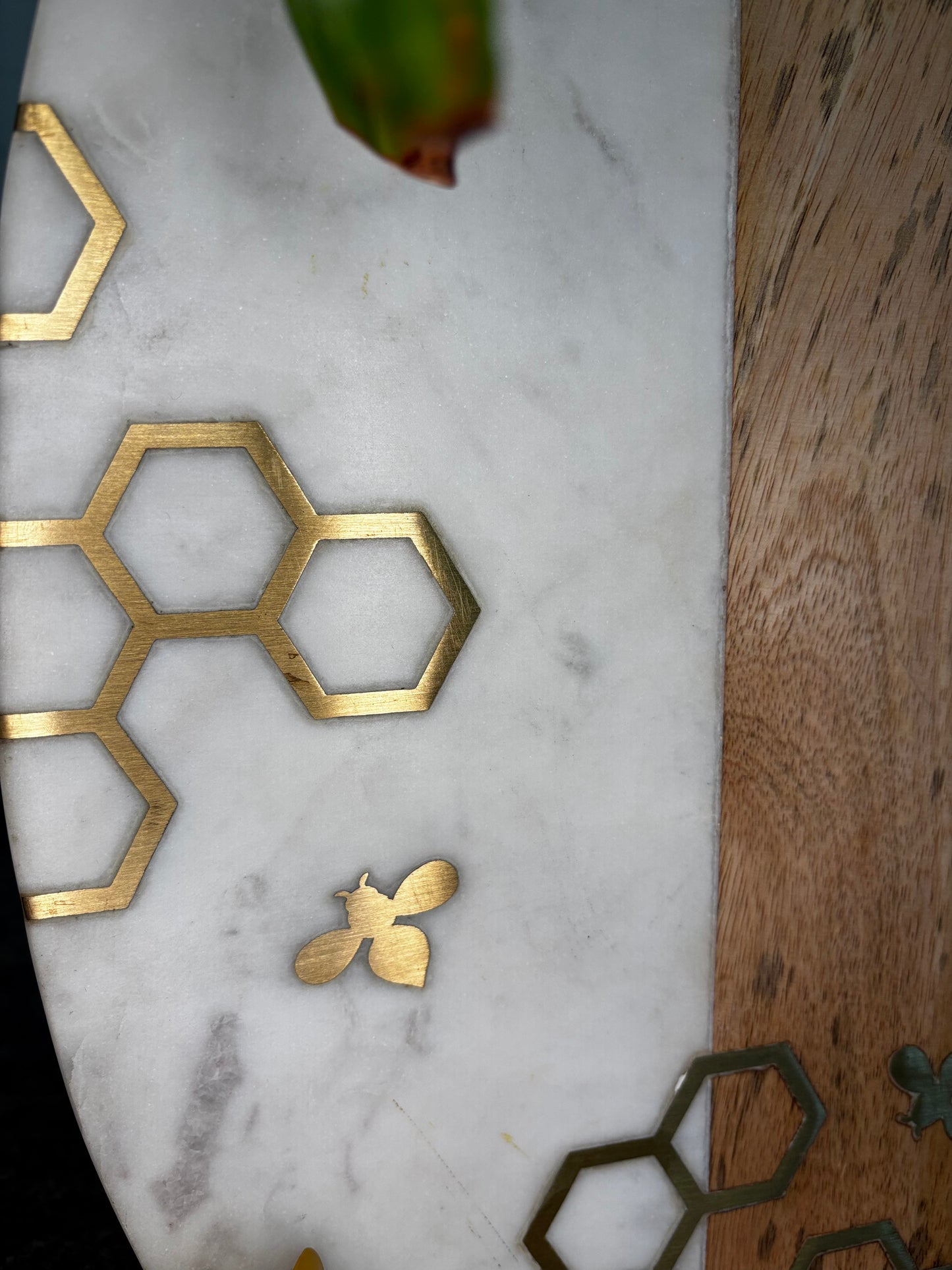 Bee and Honey Comb Marble/Wood Cutting Board