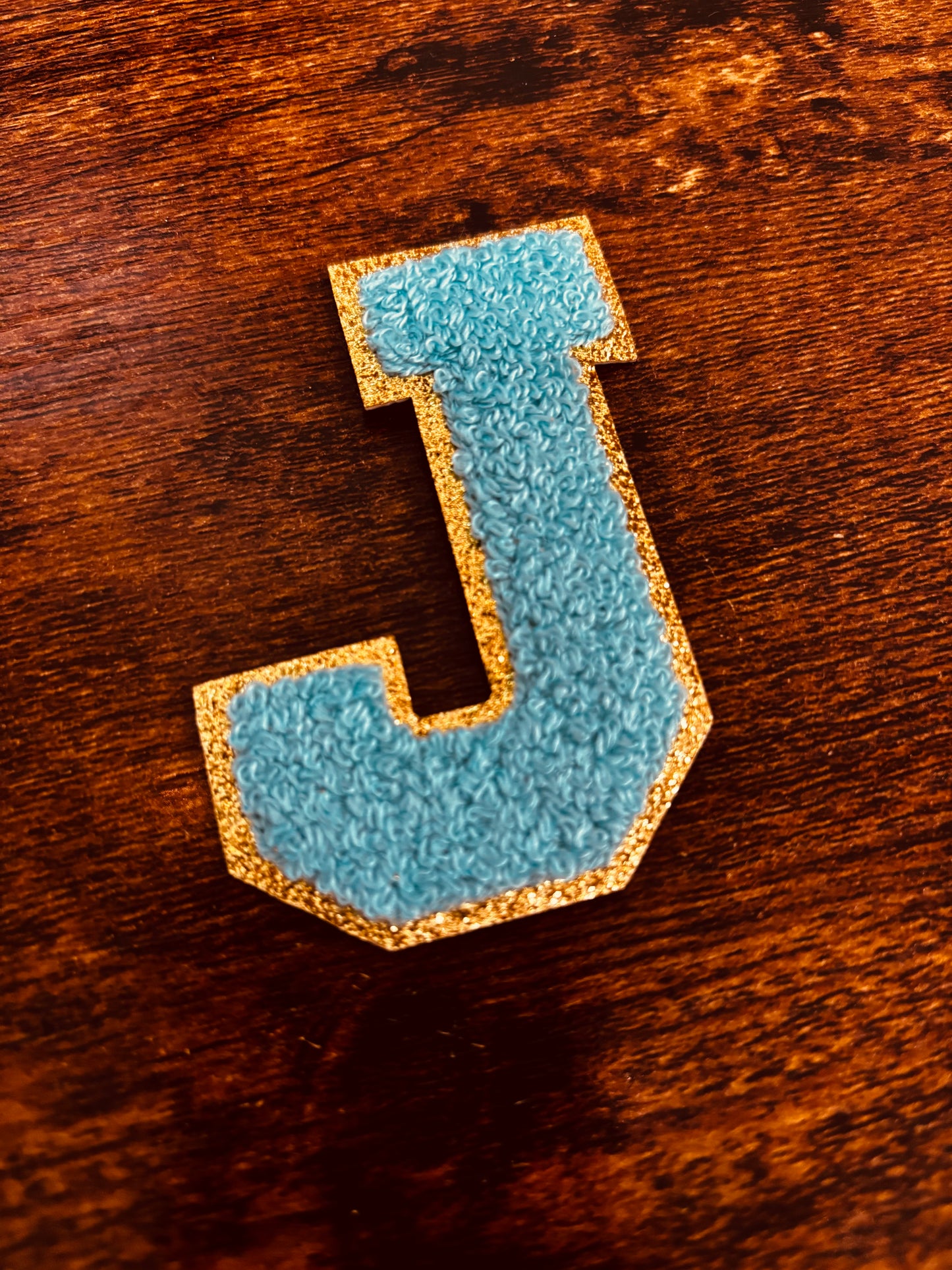 Teal/Gold 3.14 in Chenille Patch