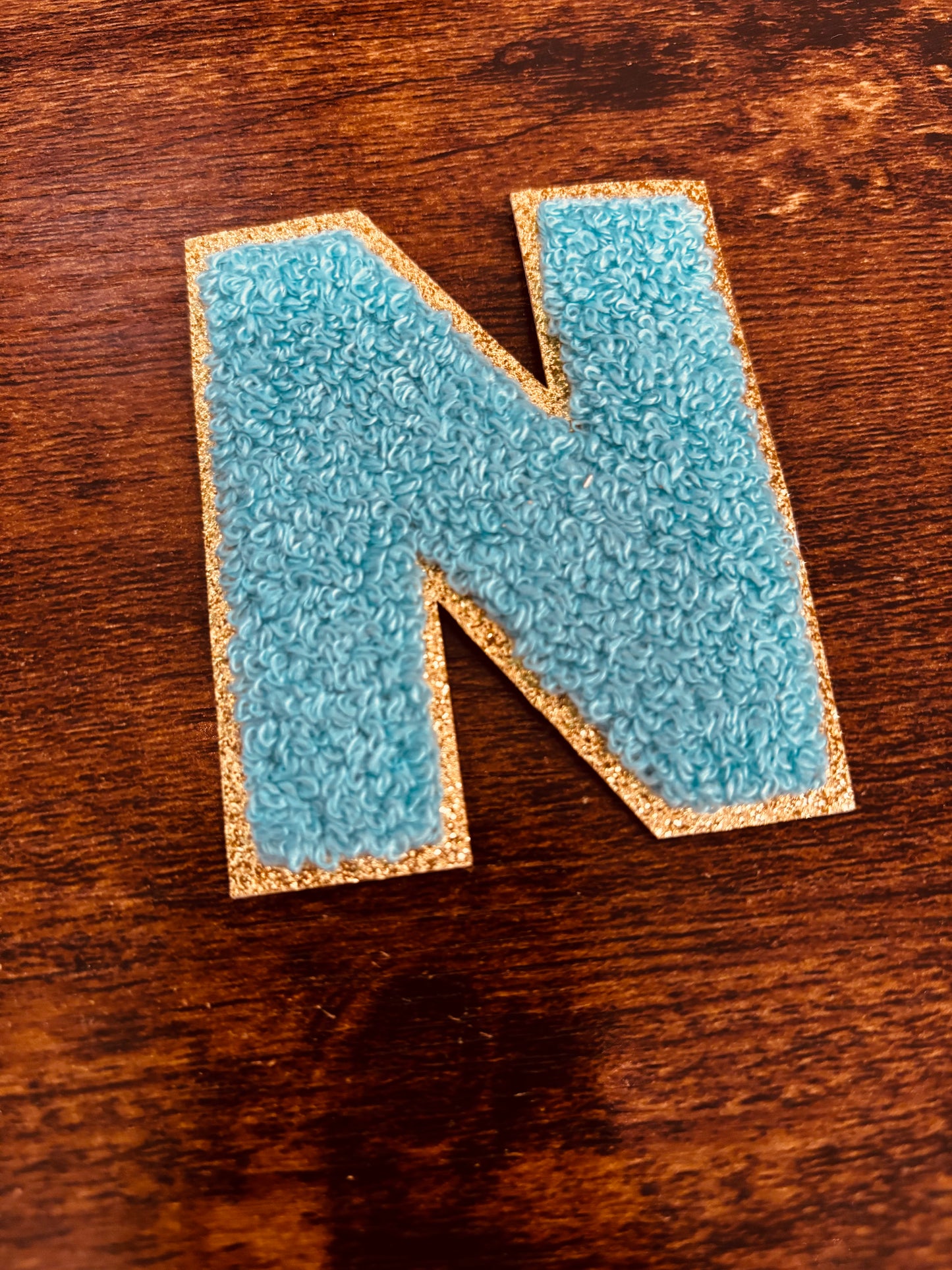 Teal/Gold 3.14 in Chenille Patch