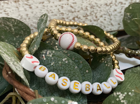 Beaded Baseball Bracelet Set