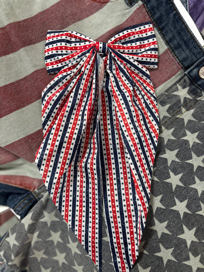 Patriotic Bow Hair Alligator Clip