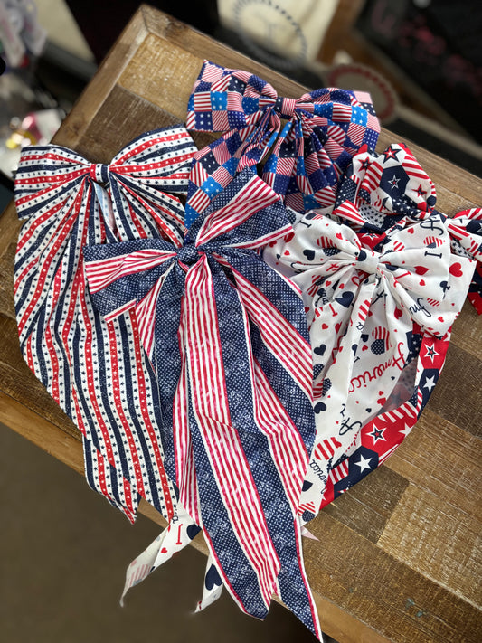 Patriotic Bow Hair Alligator Clip