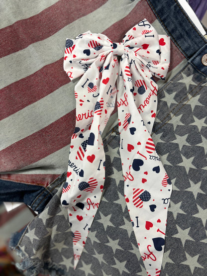 Patriotic Bow Hair Alligator Clip