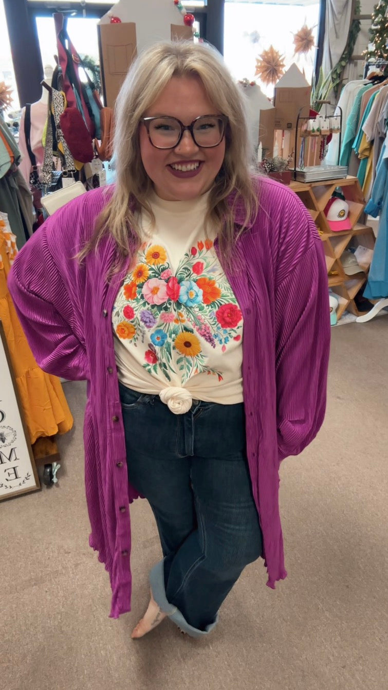 Purple Shirt Dress with Belt