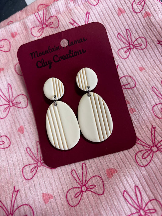 Ivory Line Dangle Clay Earrings