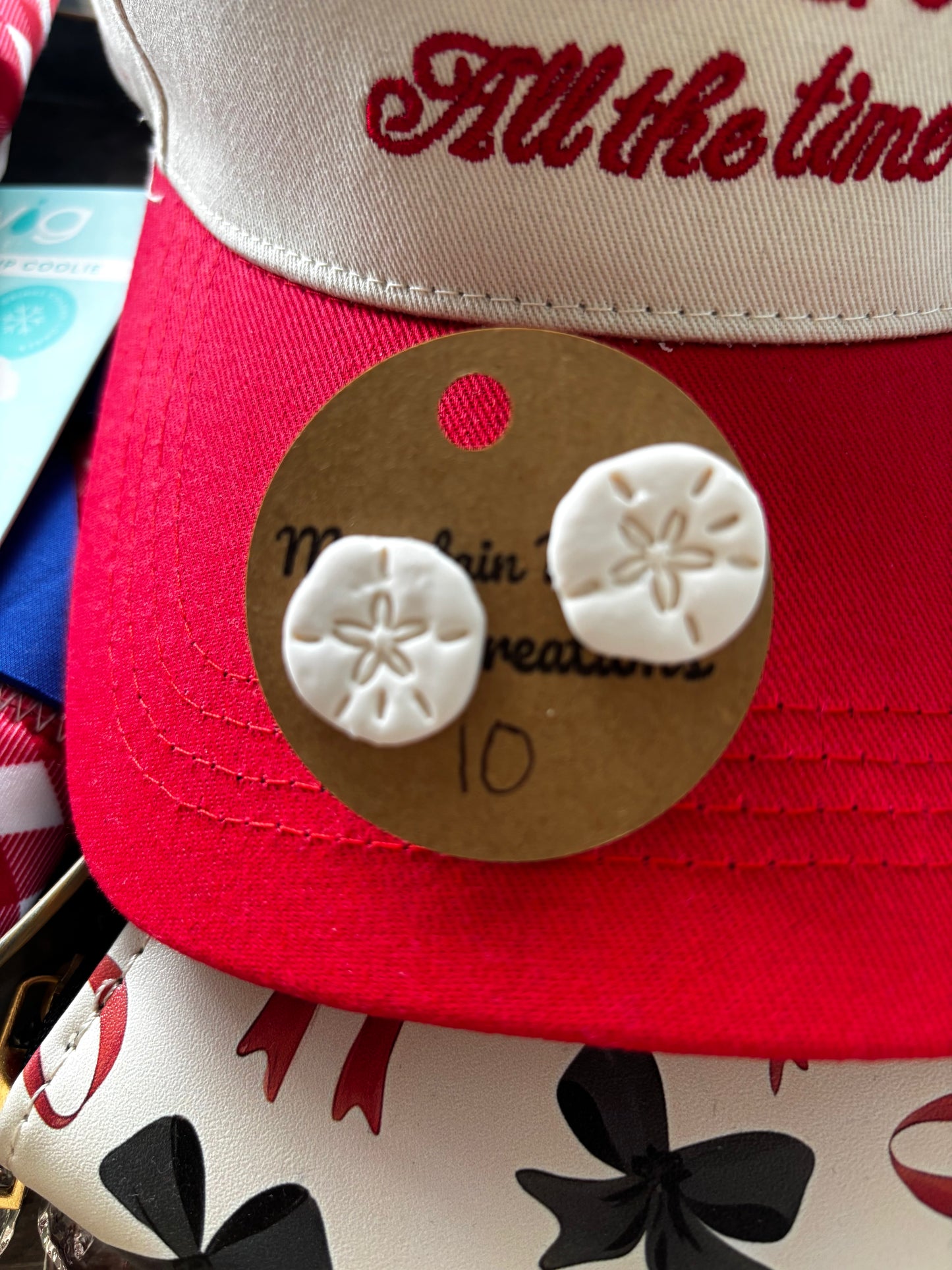 Seaside Sand Dollar Stud Clay Earrings
