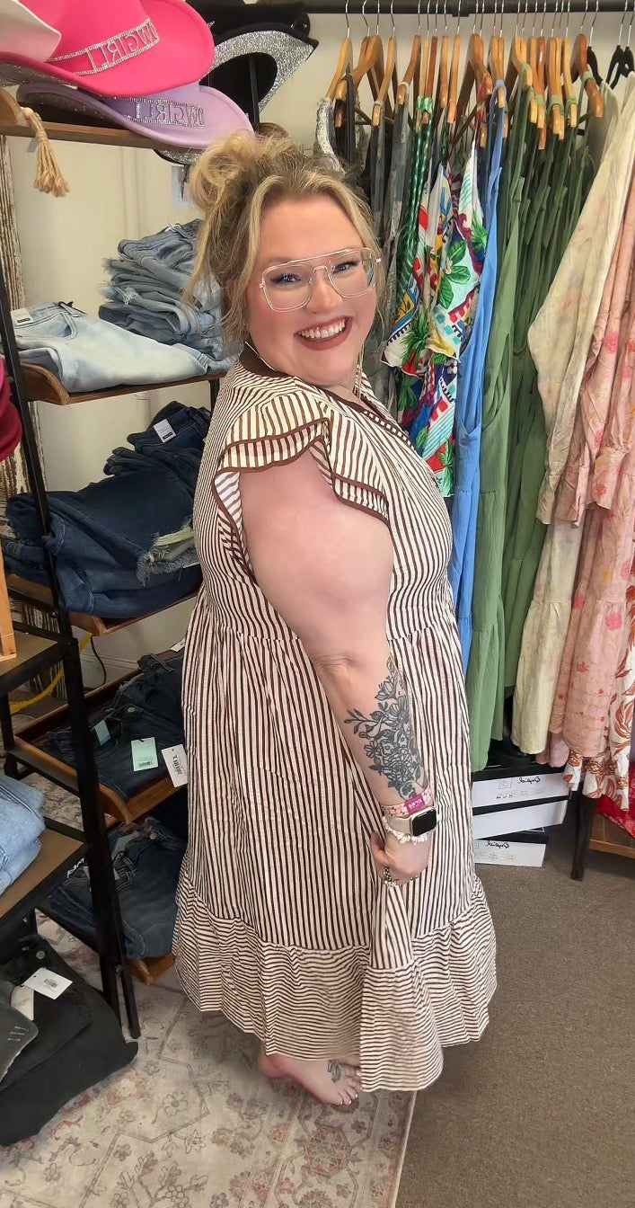 Maxi Stripped Ruffle Dress