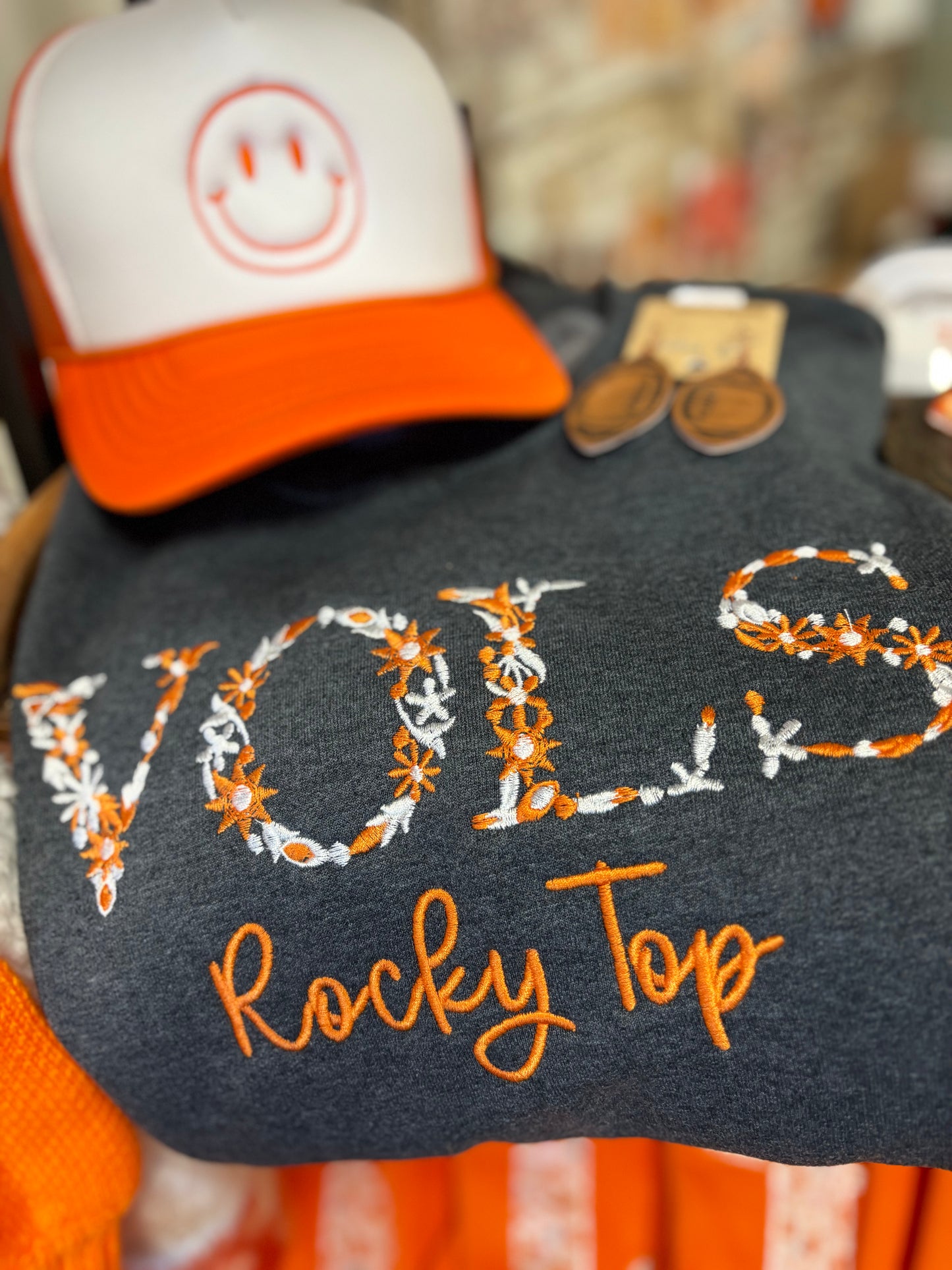 Embroidered Rocky Top Floral Vols Crew