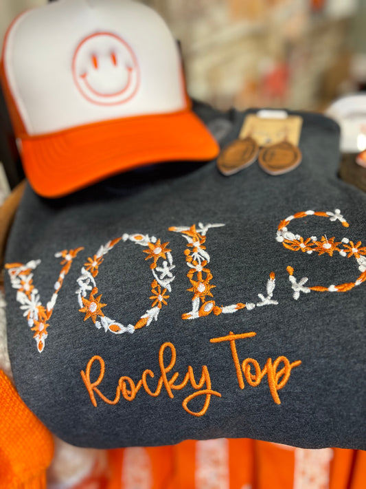 Embroidered Rocky Top Floral Vols Crew