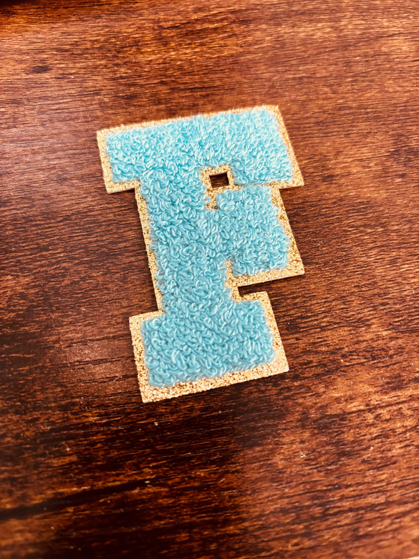 Teal/Gold 3.14 in Chenille Patch