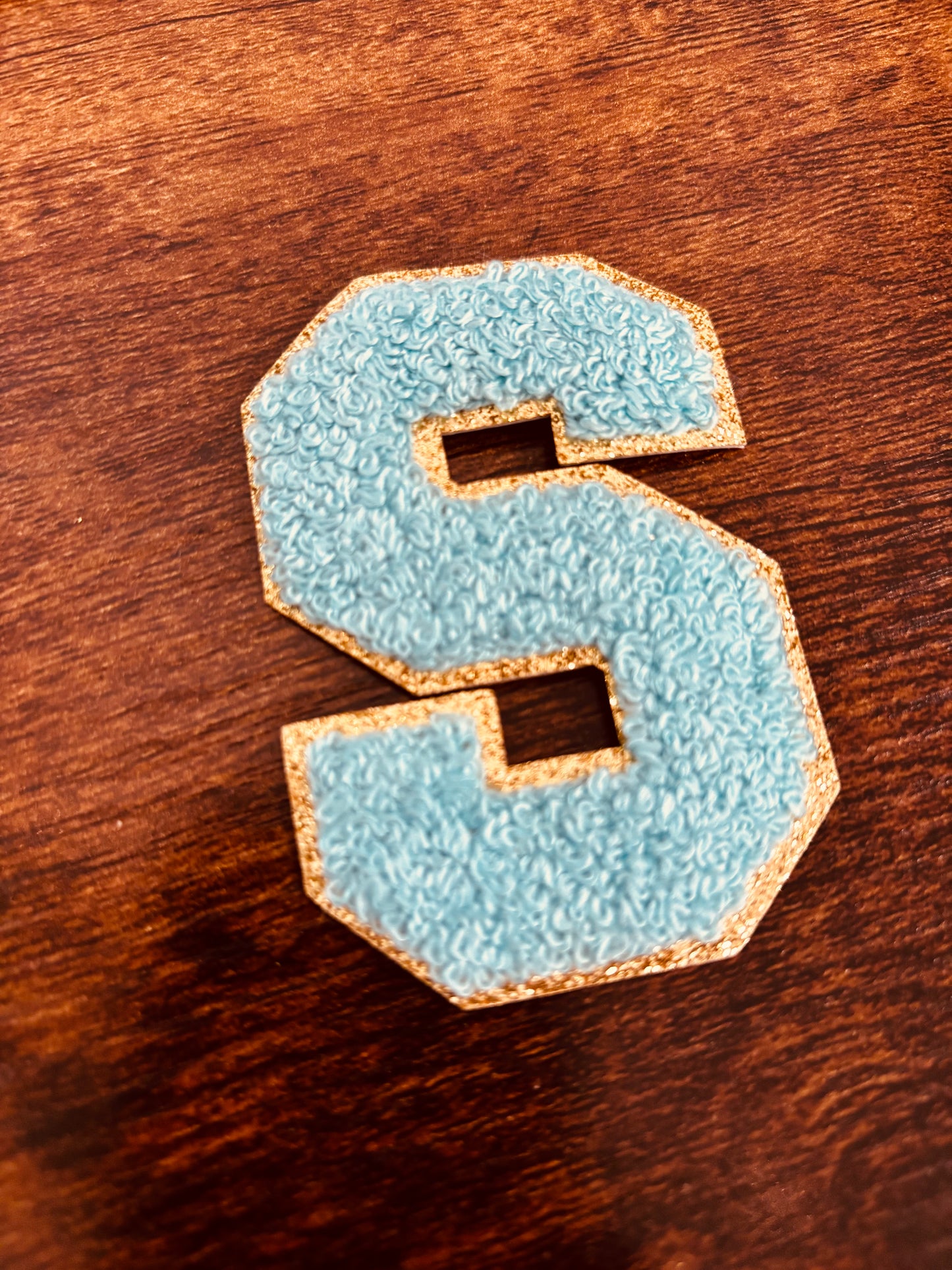 Teal/Gold 3.14 in Chenille Patch