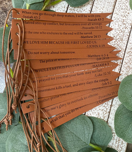 Bible Verse Leather Bookmarks