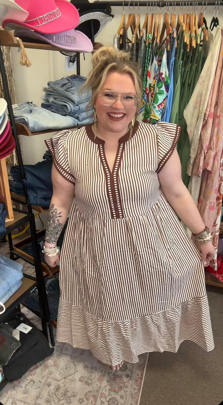 Maxi Stripped Ruffle Dress