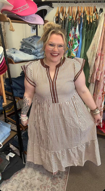 Maxi Stripped Ruffle Dress