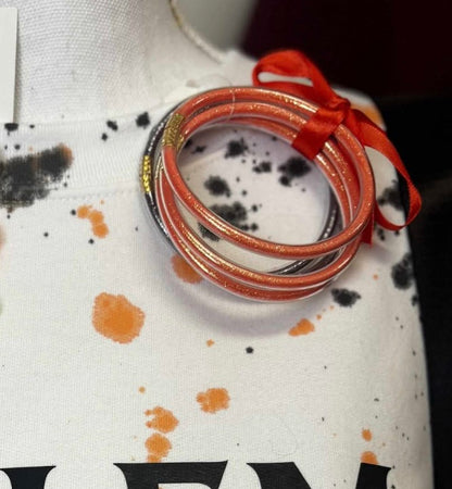 Orange and Silver Glitter Jelly Tube Bracelet Set