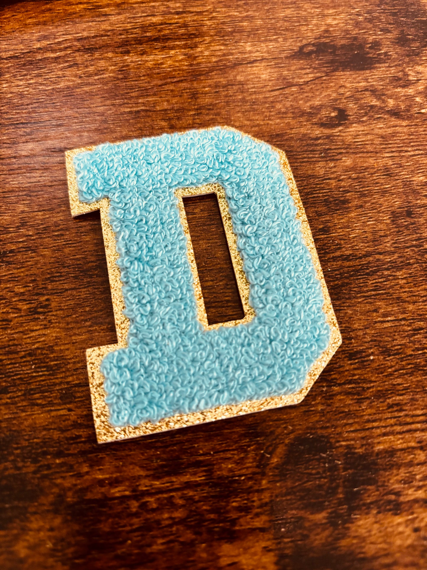 Teal/Gold 3.14 in Chenille Patch