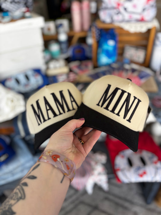 Mama and Mini Hat Collection CC Puff Embroidered Trucker Hats