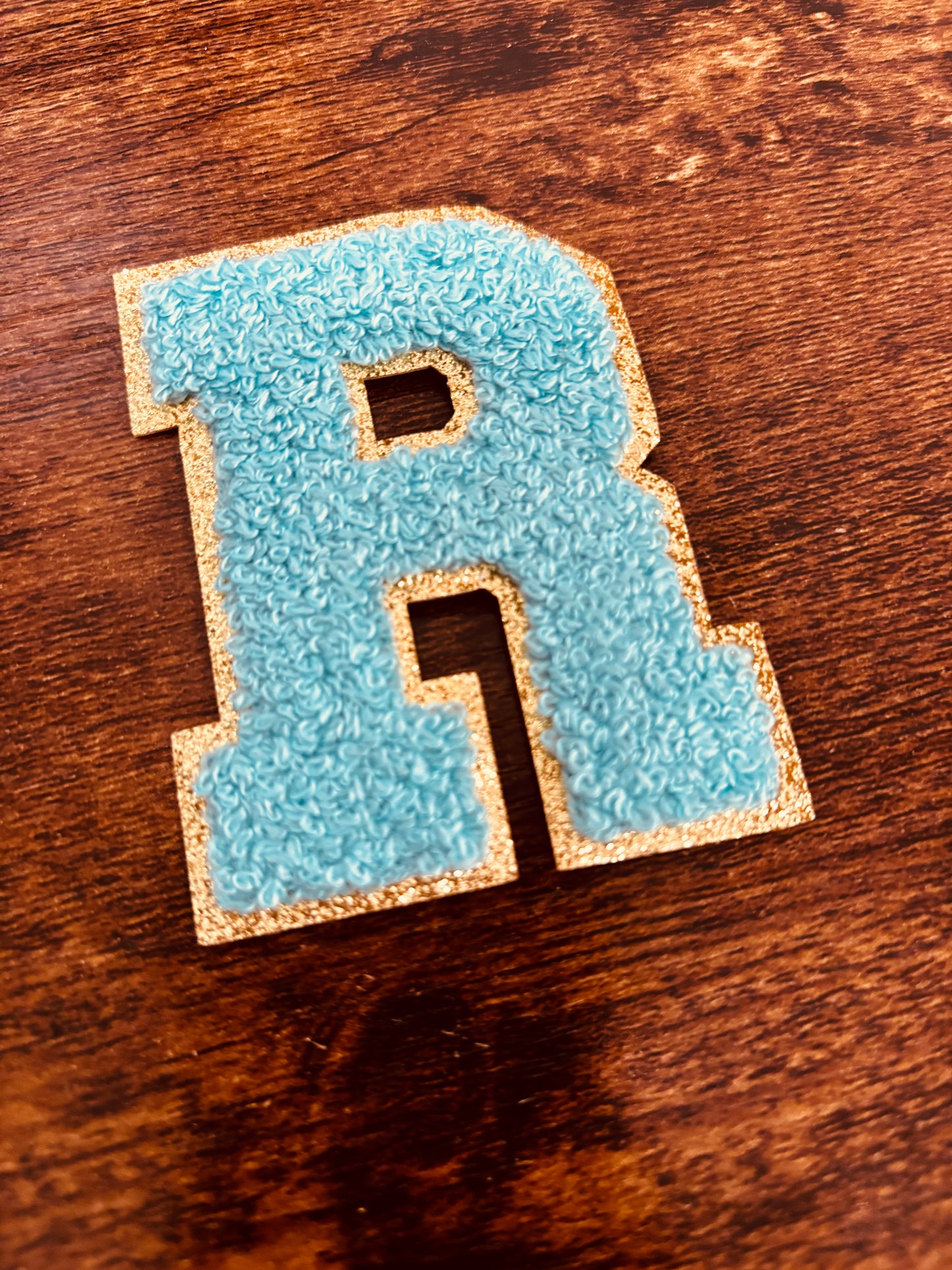 Teal/Gold 3.14 in Chenille Patch