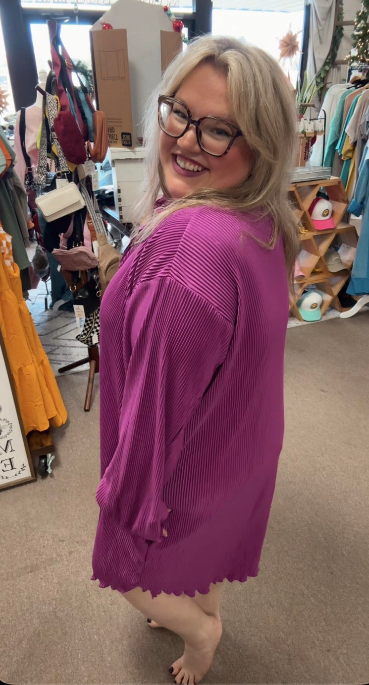 Purple Shirt Dress with Belt