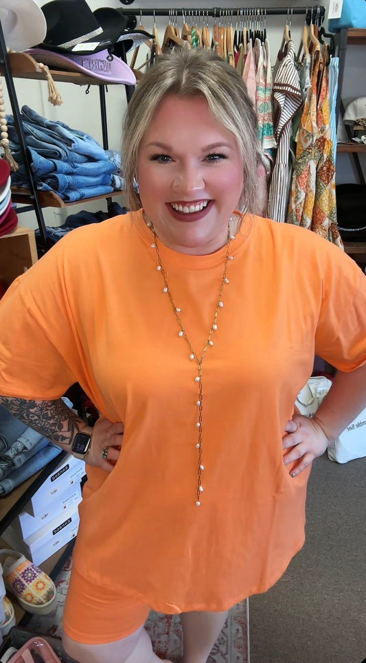 Orange Biker Shorts Set