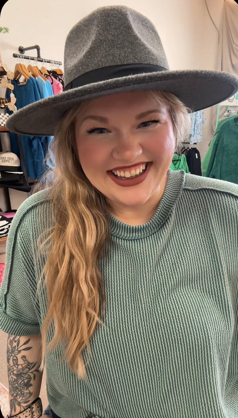 Grosgrain Wide Brim C.C. Hat with bow