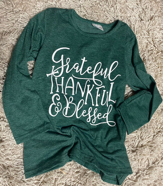 Grateful, Thankful and Blessed Girls Top