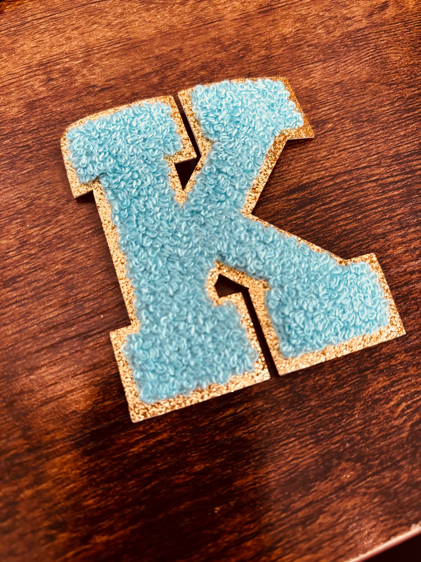 Teal/Gold 3.14 in Chenille Patch