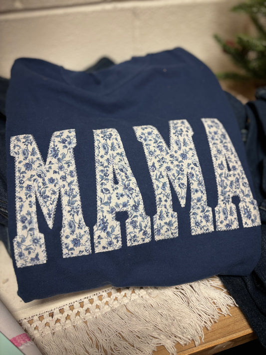 Floral MAMA Embroidered appliqué CC tee