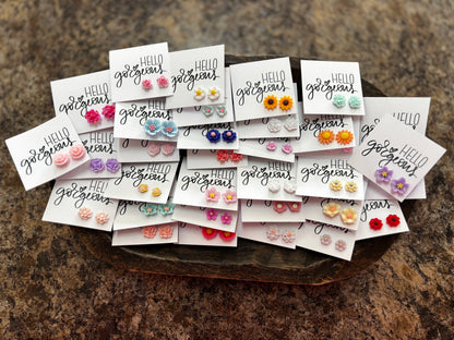 Assorted Flower Power Post Earrings