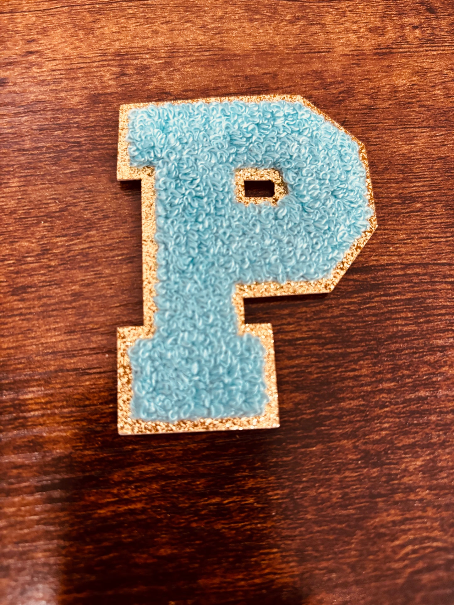 Teal/Gold 3.14 in Chenille Patch