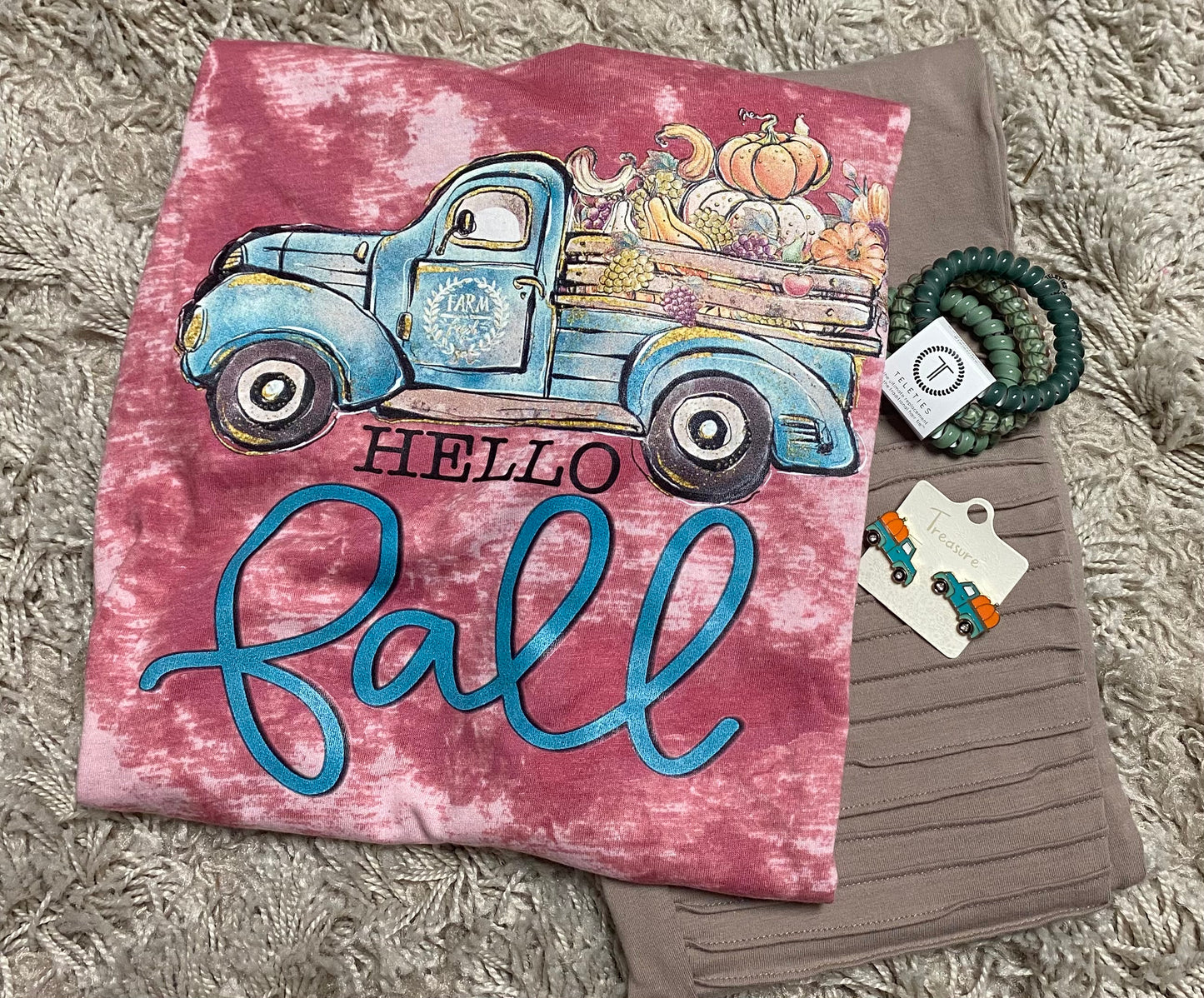 Tie Dye Hello Fall tee