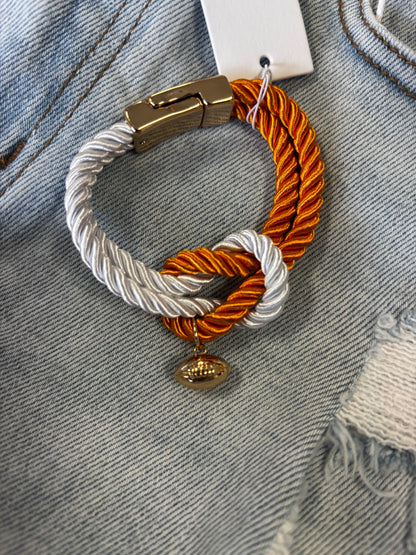 Orange and White Football Charm Magnetic Bracelet