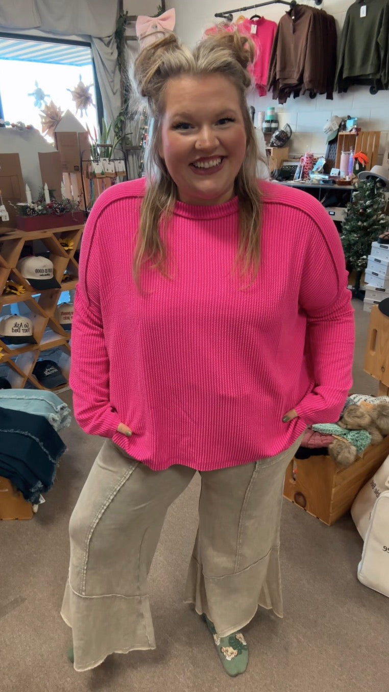 Exposed Seam Flare Hem Pants