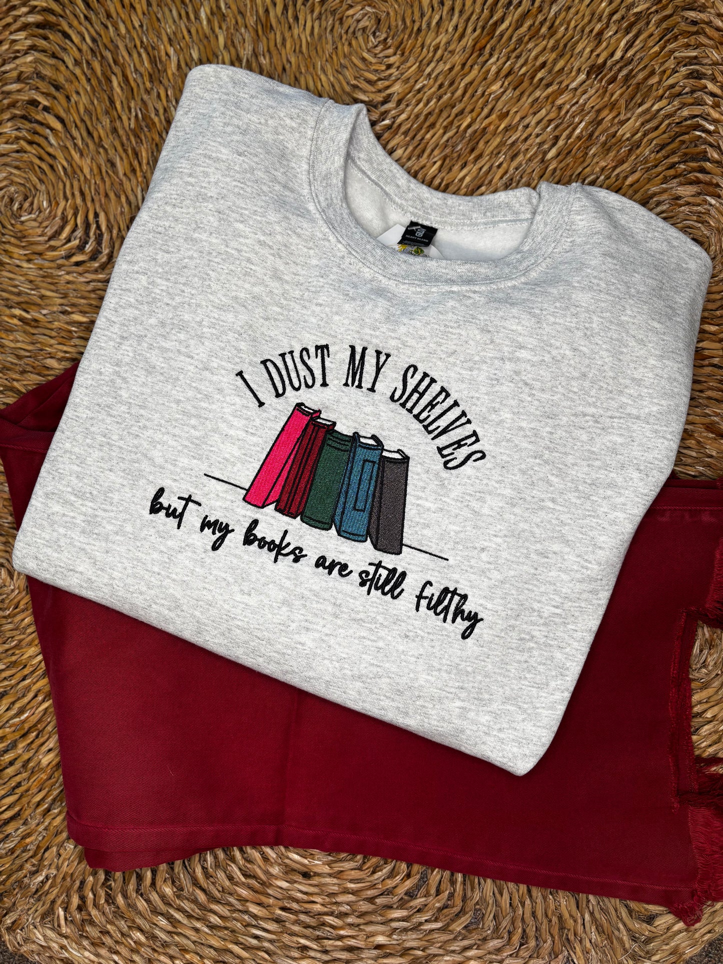 Dust My Shelves Embroidered Crew