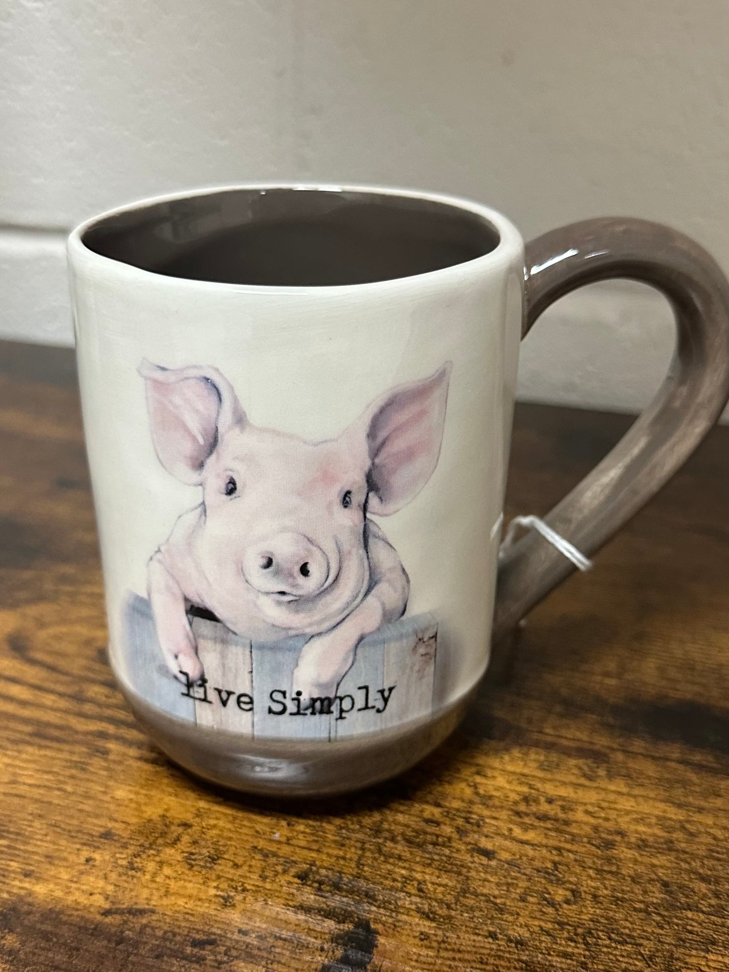 Ceramic "Live Simply" Pig Mug