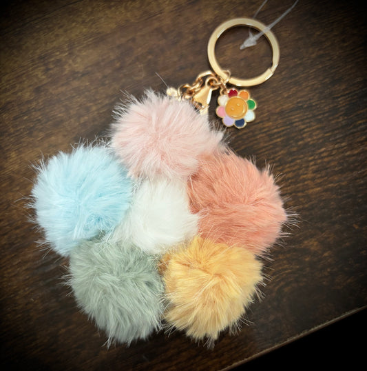 Fur Flower Bag Charm