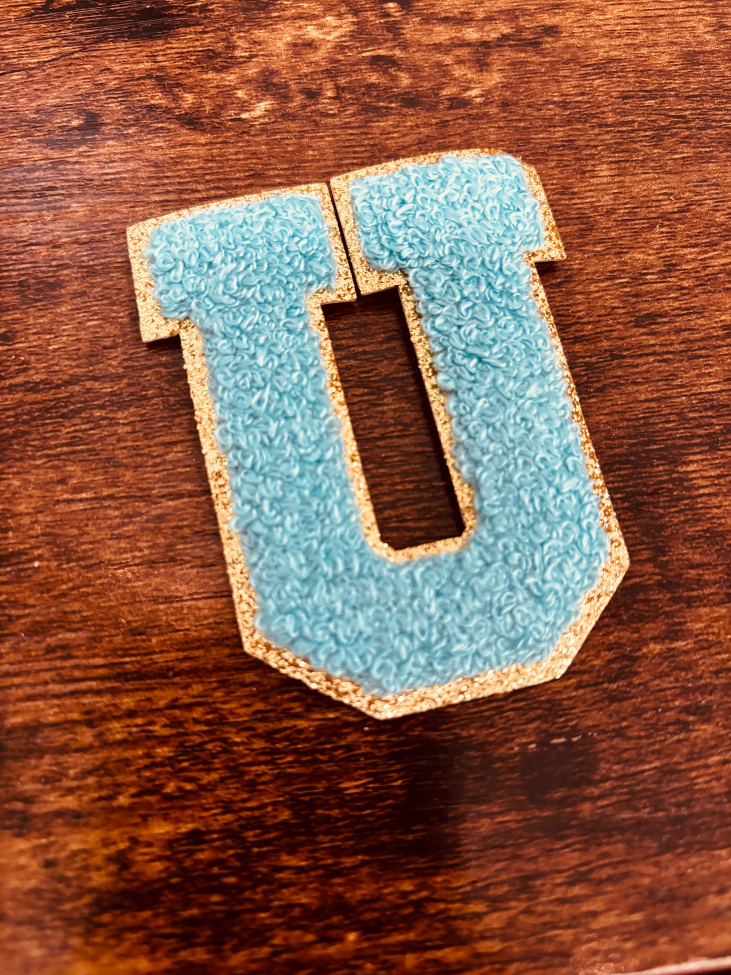 Teal/Gold 3.14 in Chenille Patch