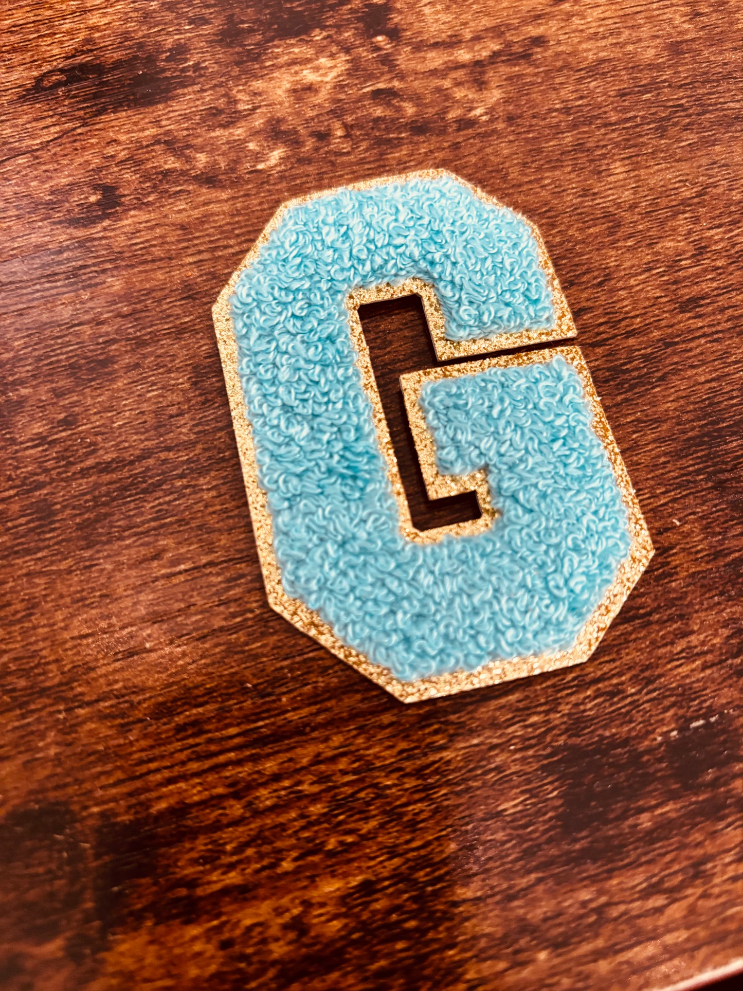 Teal/Gold 3.14 in Chenille Patch