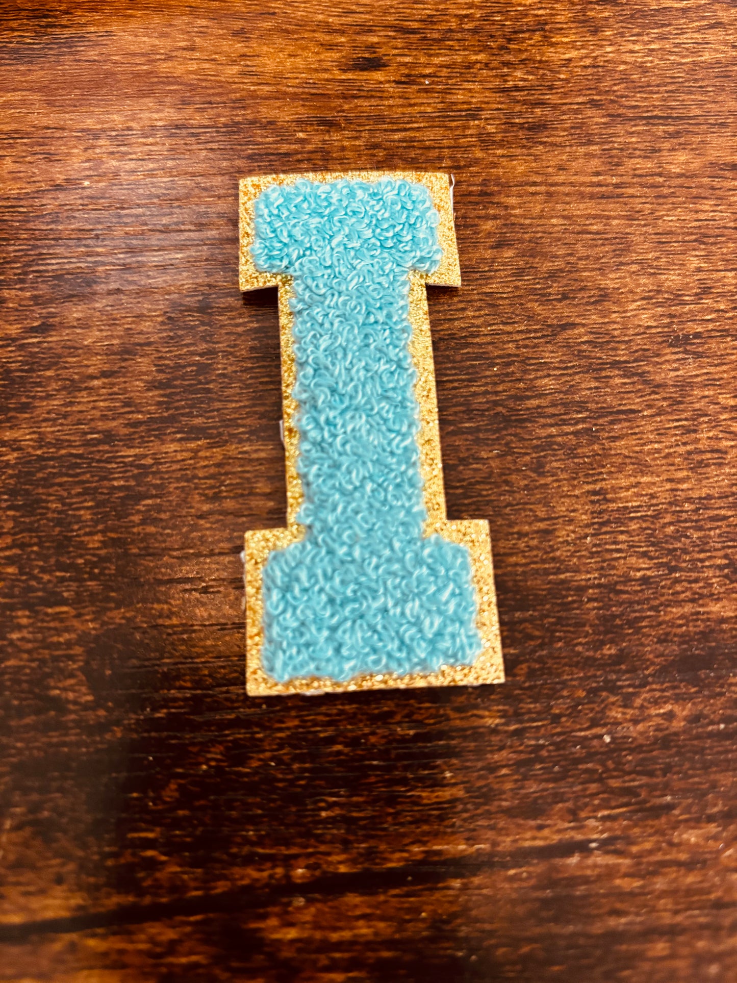 Teal/Gold 3.14 in Chenille Patch