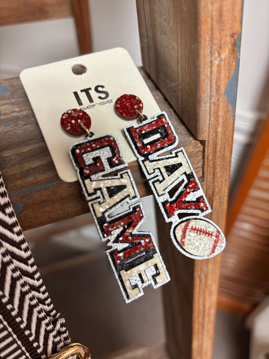 Maroon and White GameDay Earrings