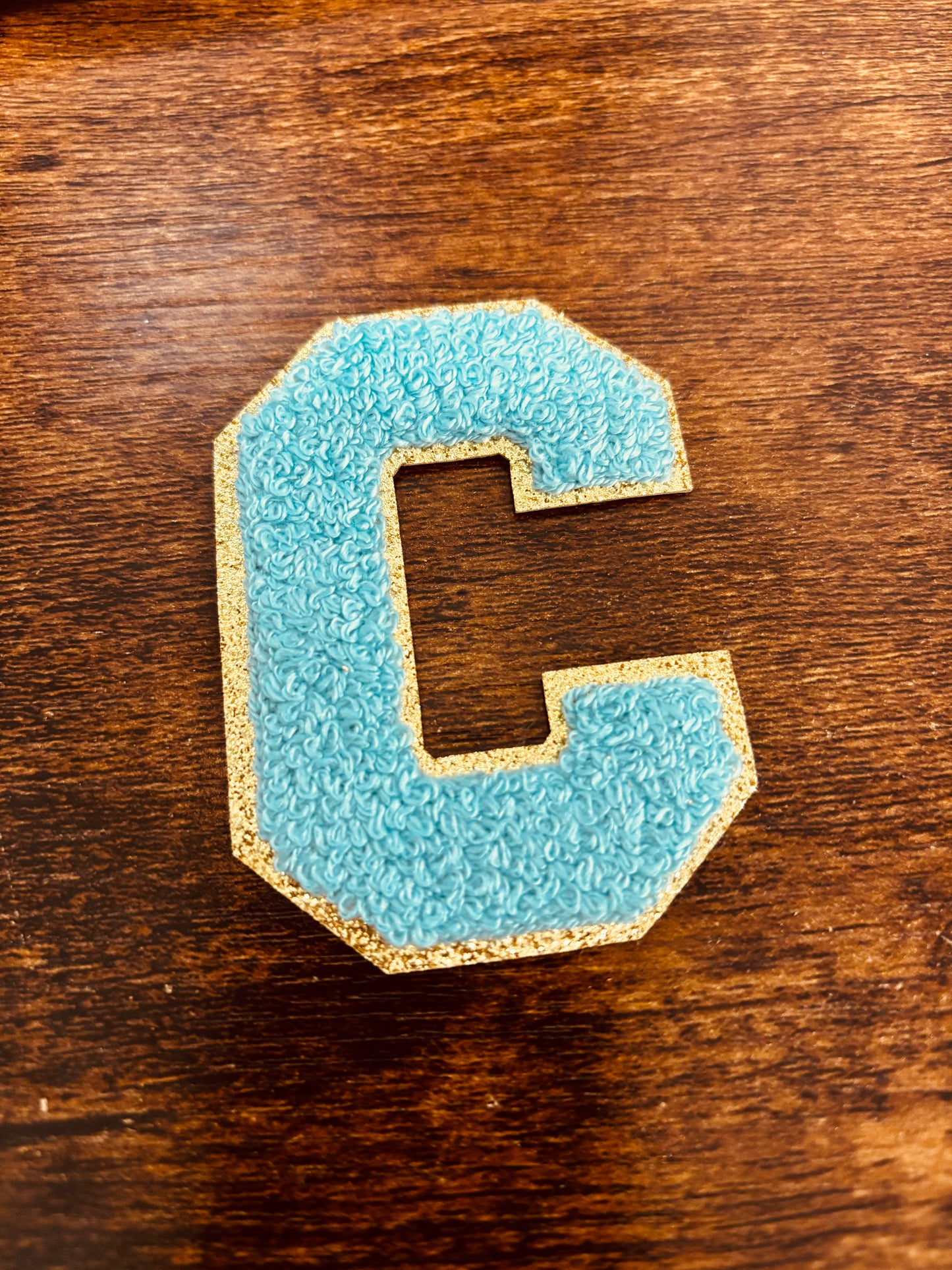 Teal/Gold 3.14 in Chenille Patch