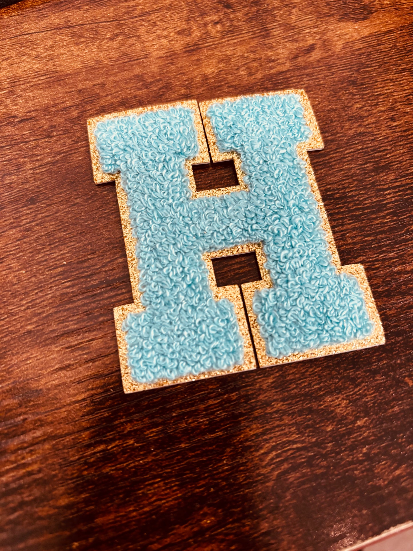Teal/Gold 3.14 in Chenille Patch