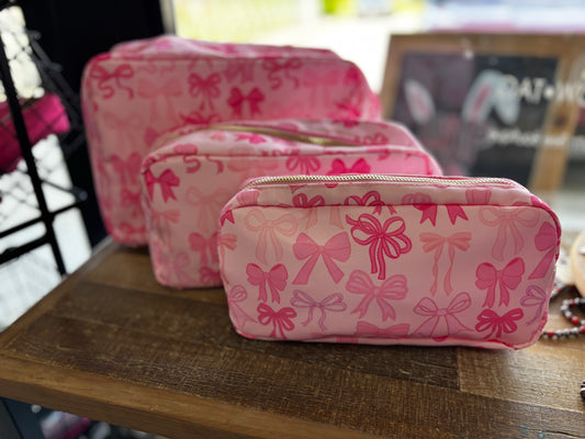 Coquette Bow Nylon Makeup Bags