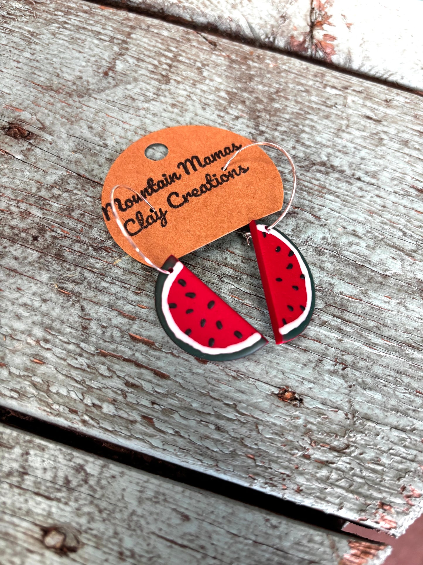 One in a Melon Clay Hoop Earrings
