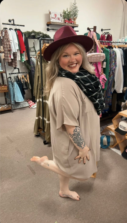 WOVEN AIRFLOW V NECK T SHIRT DRESS WITH POCKETS