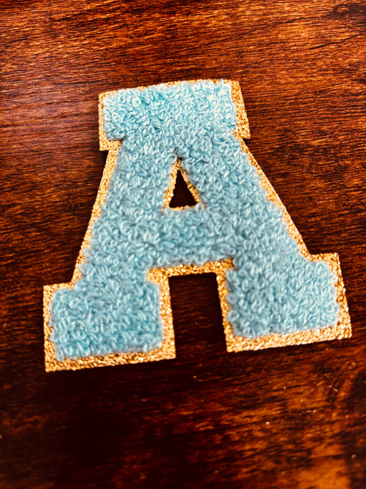 Teal/Gold 3.14 in Chenille Patch
