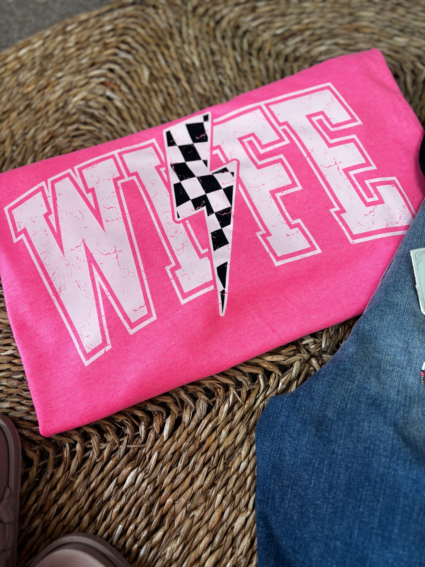 Wife Checkerboard Lightning Tee