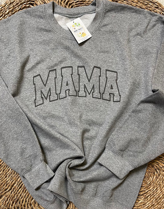 MAMA Puffy Print Grey Crewneck